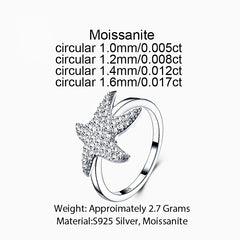 Moissanite Star Ring in 925 Sterling Silver