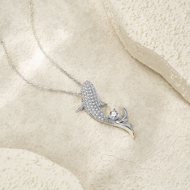 Moissanite Fish Pendant Necklace – S925 Sterling Silver