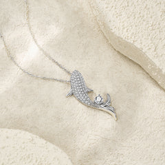 Moissanite Fish Pendant Necklace – S925 Sterling Silver