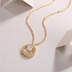 Moissanite Beaded Circle Necklace – S925 Sterling Silver