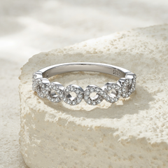 Linked Hearts Moissanite Band — Clean Silver, Maximum Sparkle