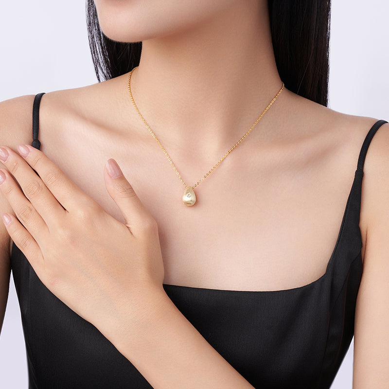 Moissanite Teardrop Necklace – 14K Gold Plated Sterling Silver