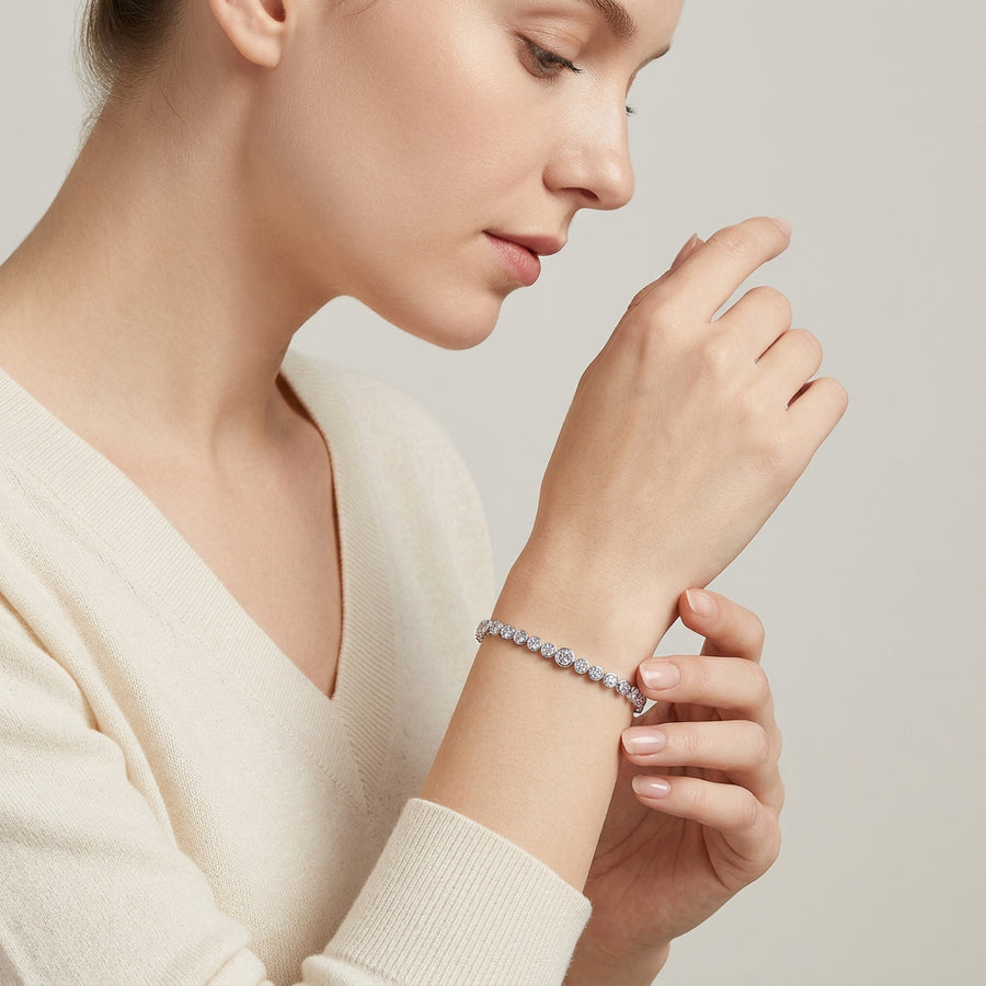 Moissanite Bezel Tennis Bracelet – S925 Sterling Silver