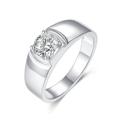 Modern Men's Round Moissanite Solitaire Ring | Certified Brilliance