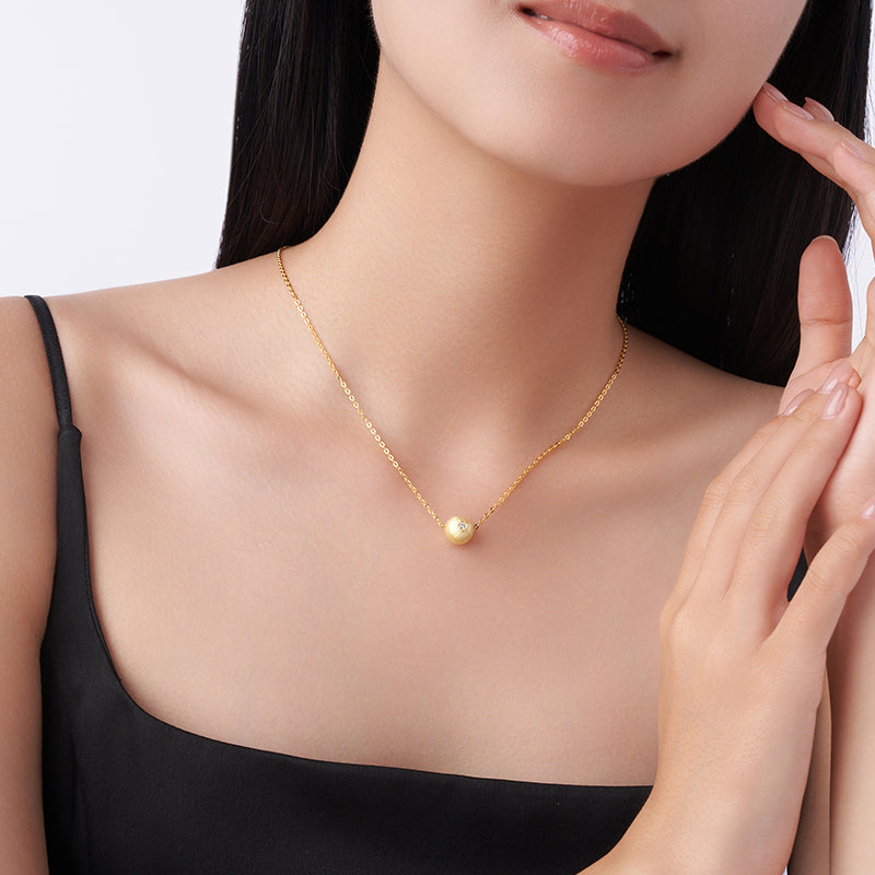 14K Gold Plated Moissanite Necklace 925 Sterling Silver – Round Pendant