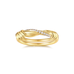 Moissanite Twisted Band Ring – Gold Tone Sterling Silver