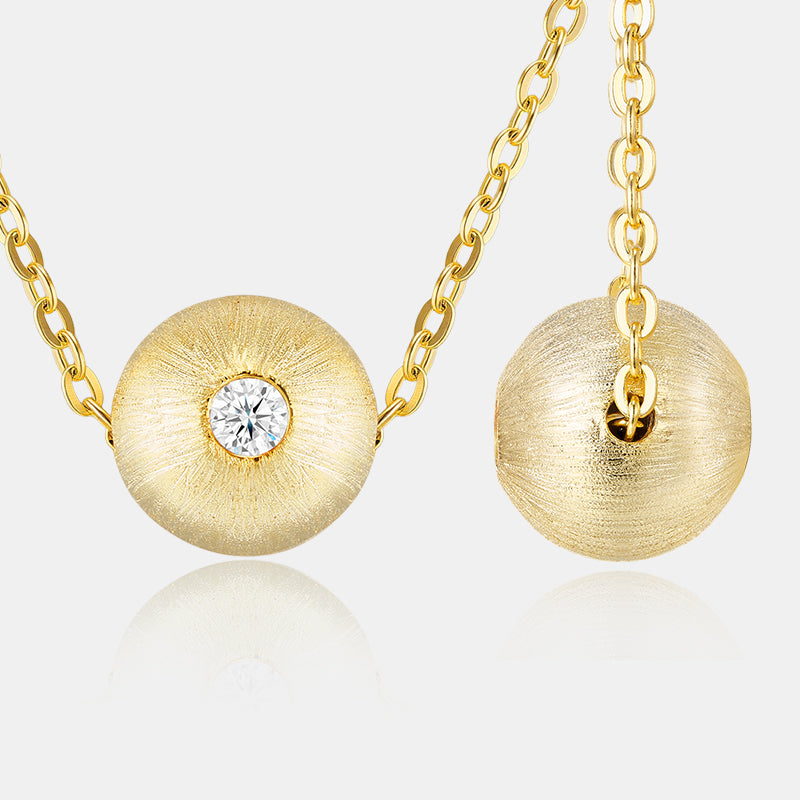 14K Gold Plated Moissanite Necklace 925 Sterling Silver – Round Pendant