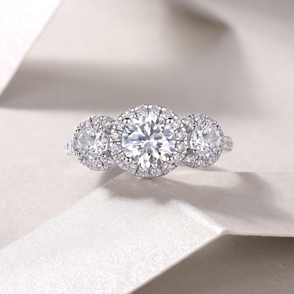 1 Carat Oval-Inspired Three Stone Ring- Moissanite Engagement Ring