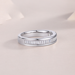 Authentic Moissanite Baguette Band Ring in 925 Sterling Silver | Certified Moissanite Wedding Ring