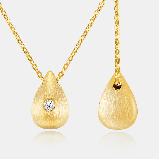 Moissanite Teardrop Necklace – 14K Gold Plated Sterling Silver