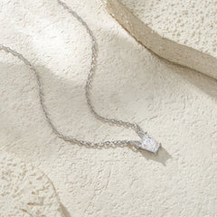 Authentic Emerald Cut Moissanite Pendant Necklace in 925 Sterling Silver