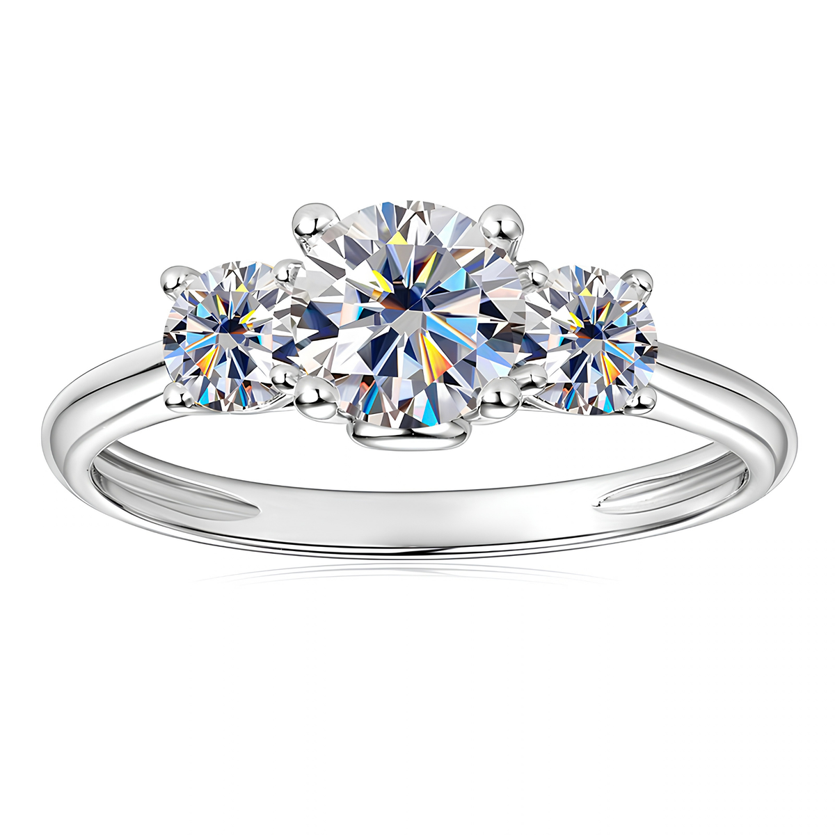 3 Stone Moissanite Engagement Ring, Gold Filled, Promise Gift