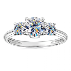 3 Stone Moissanite Engagement Ring, Gold Filled, Promise Gift