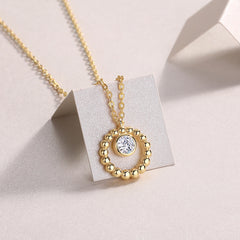 Moissanite Beaded Circle Necklace – S925 Sterling Silver