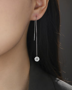 S925 Sterling Silver Moissanite Threader Earrings — Round Solitaire Drop Chain Pair