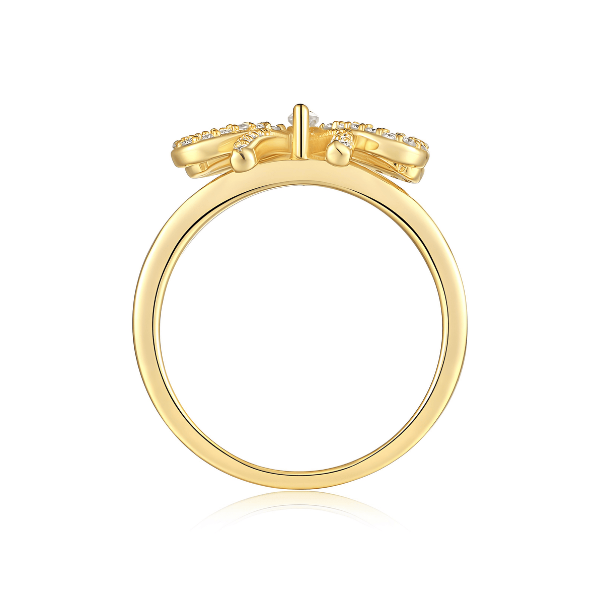 Bow Ring — Moissanite Ribbon Ring, 18K Gold Plated Sterling Silver