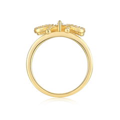 Bow Ring — Moissanite Ribbon Ring, 18K Gold Plated Sterling Silver
