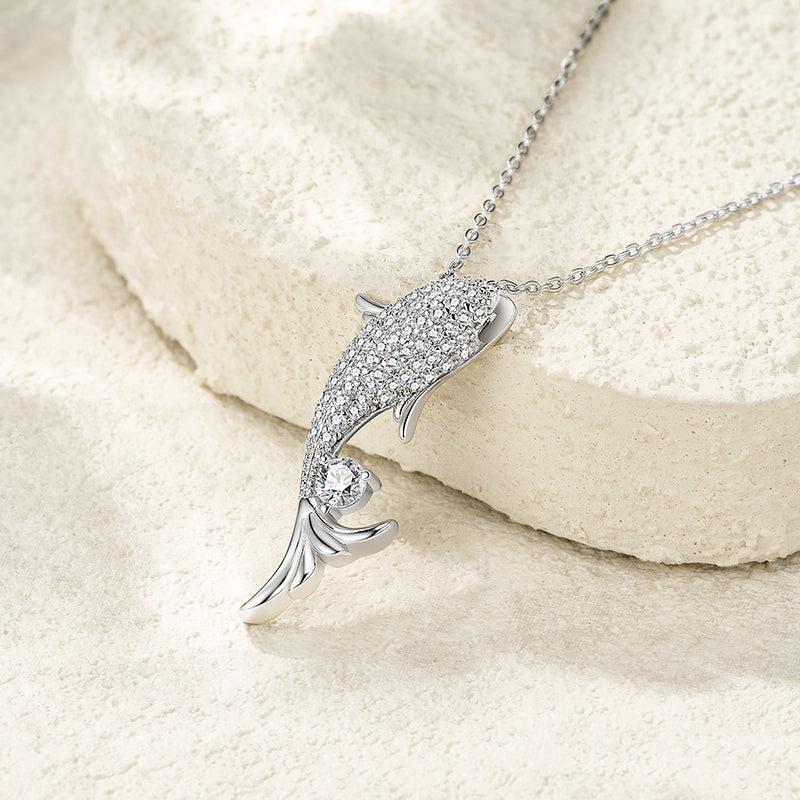 Moissanite Fish Pendant Necklace – S925 Sterling Silver