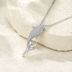 Moissanite Fish Pendant Necklace – S925 Sterling Silver
