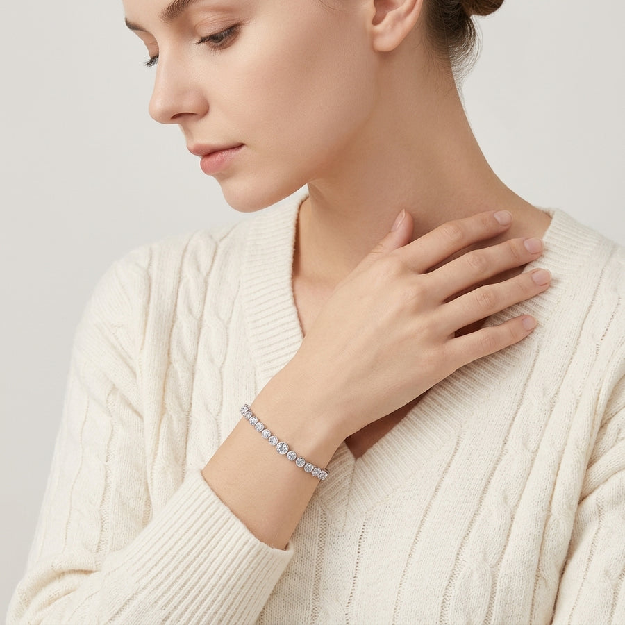 Moissanite Bezel Tennis Bracelet – S925 Sterling Silver