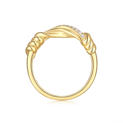 Moissanite Twisted Band Ring – Gold Tone Sterling Silver