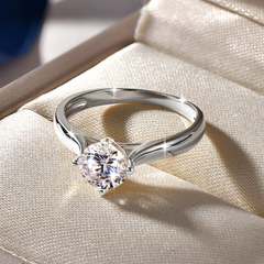 1 Carat Round Moissanite Solitaire Ring, 14K Gold Plated