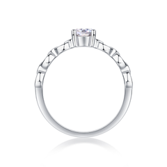 925 Sterling Silver Oval Moissanite Chain Link Ring | Authentic Moissanite Solitaire, Stackable Statement Band + Certificate
