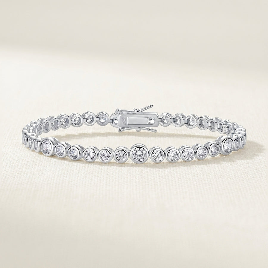 Moissanite Bezel Tennis Bracelet – S925 Sterling Silver