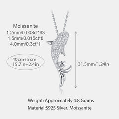 Moissanite Fish Pendant Necklace – S925 Sterling Silver