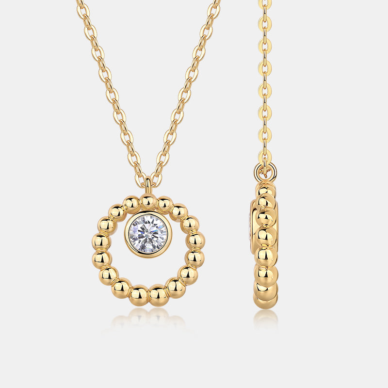 Moissanite Beaded Circle Necklace – S925 Sterling Silver