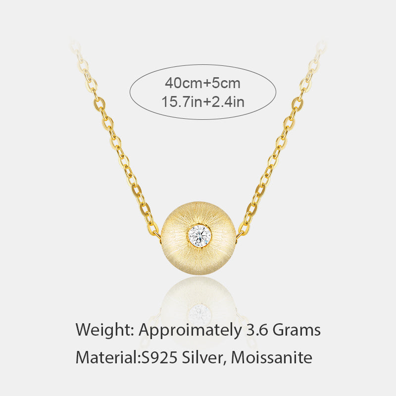 14K Gold Plated Moissanite Necklace 925 Sterling Silver – Round Pendant