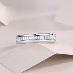 Authentic Moissanite Baguette Band Ring in 925 Sterling Silver | Certified Moissanite Wedding Ring