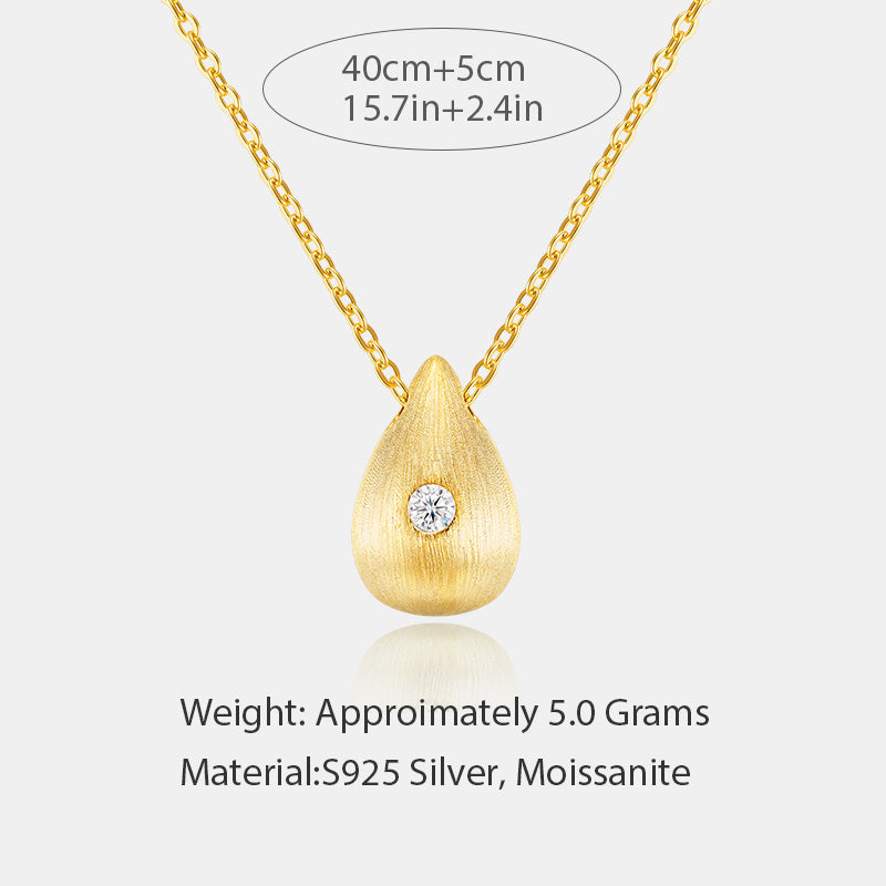 Moissanite Teardrop Necklace – 14K Gold Plated Sterling Silver