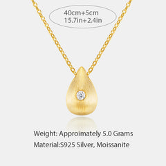 Moissanite Teardrop Necklace – 14K Gold Plated Sterling Silver