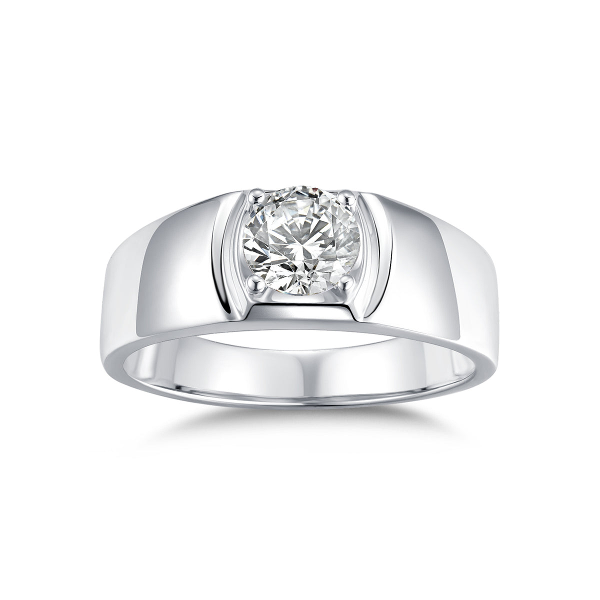 Modern Men's Round Moissanite Solitaire Ring | Certified Brilliance