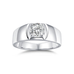 Modern Men's Round Moissanite Solitaire Ring | Certified Brilliance