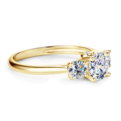 3 Stone Moissanite Engagement Ring, Gold Filled, Promise Gift