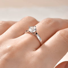 1 Carat Round Moissanite Solitaire Ring, 14K Gold Plated