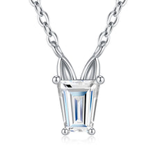 Authentic Emerald Cut Moissanite Pendant Necklace in 925 Sterling Silver