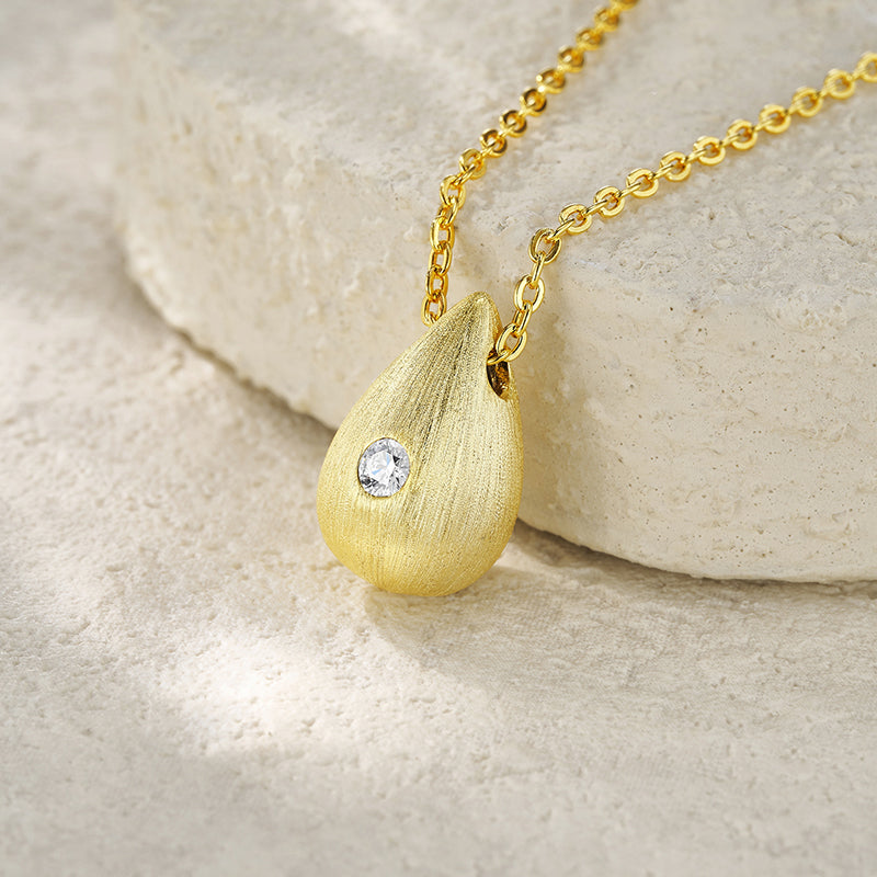 Moissanite Teardrop Necklace – 14K Gold Plated Sterling Silver
