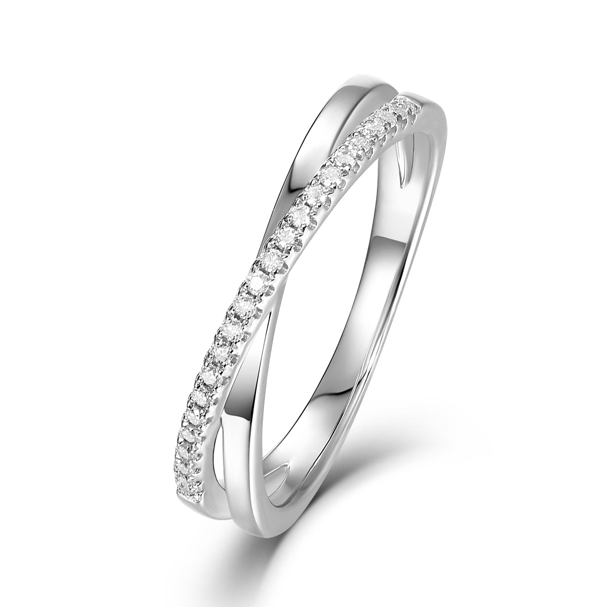Certified Moissanite Couple Ring Set (His & Hers) | Brushed Band + Pavé Crossover Ring