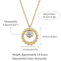 Moissanite Beaded Circle Necklace – S925 Sterling Silver