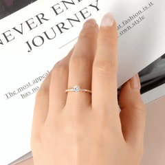 Moissanite Solitaire Ring with Side Stones, 14K Gold Filled