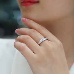 Authentic Moissanite Baguette Band Ring in 925 Sterling Silver | Certified Moissanite Wedding Ring
