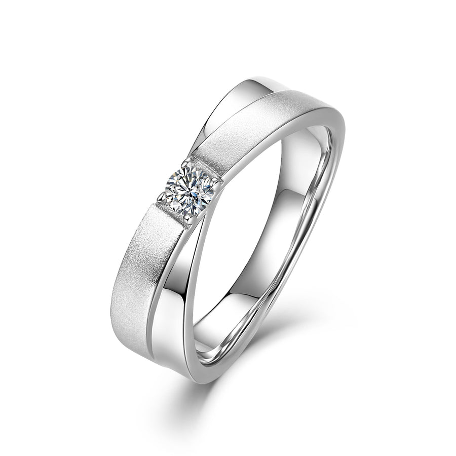 Certified Moissanite Couple Ring Set (His & Hers) | Brushed Band + Pavé Crossover Ring