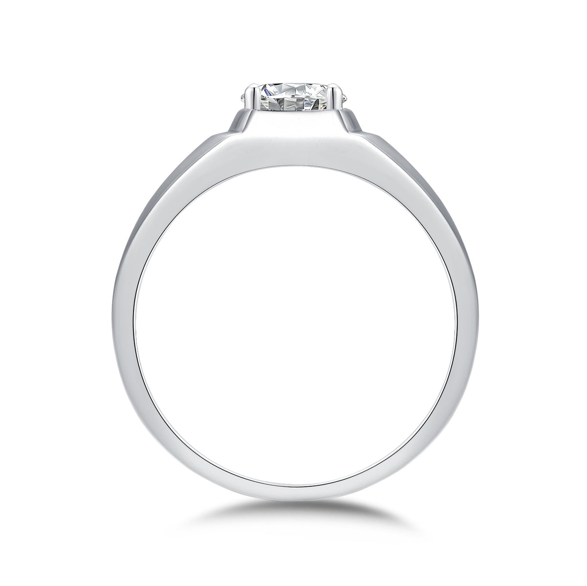 Modern Men's Round Moissanite Solitaire Ring | Certified Brilliance