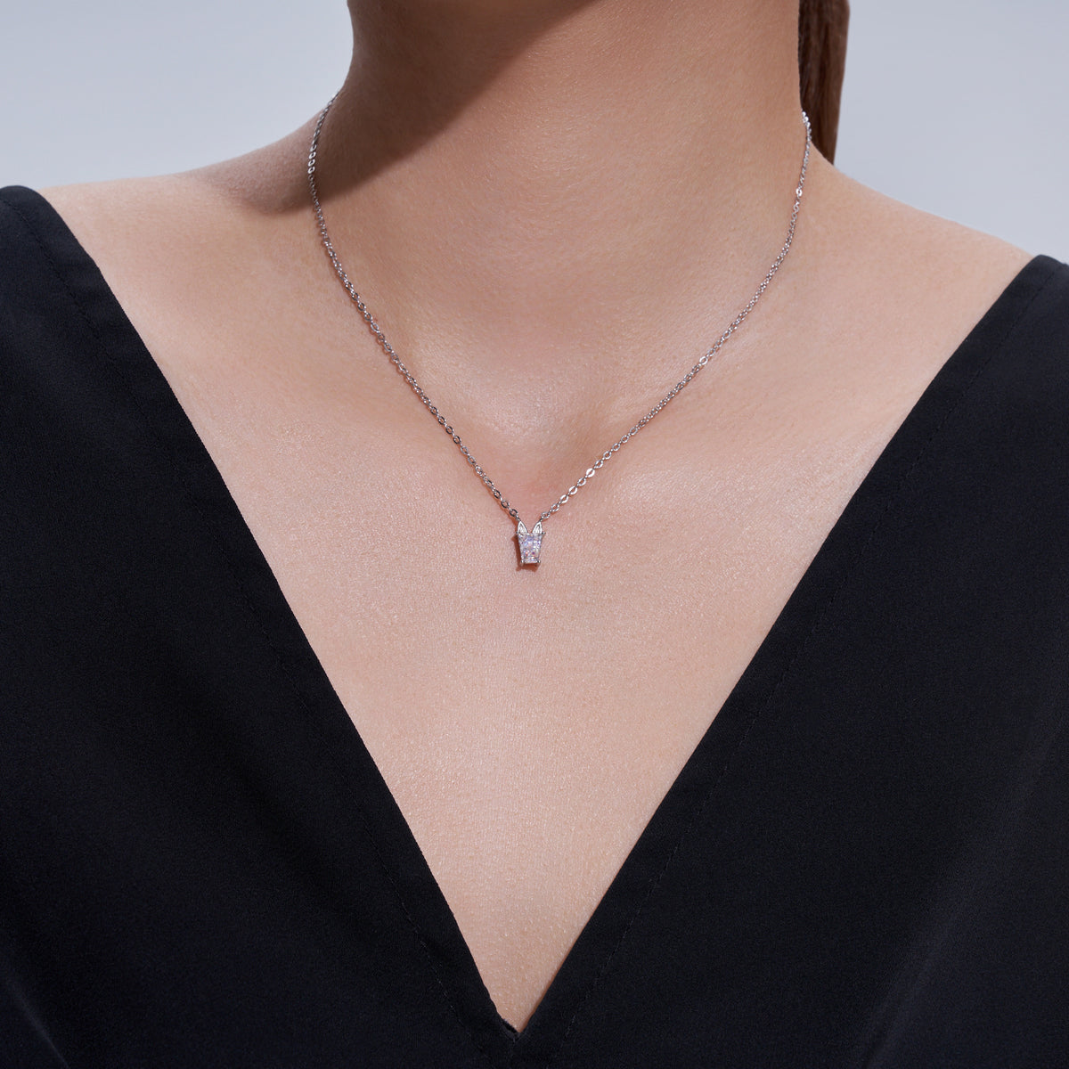 Authentic Emerald Cut Moissanite Pendant Necklace in 925 Sterling Silver