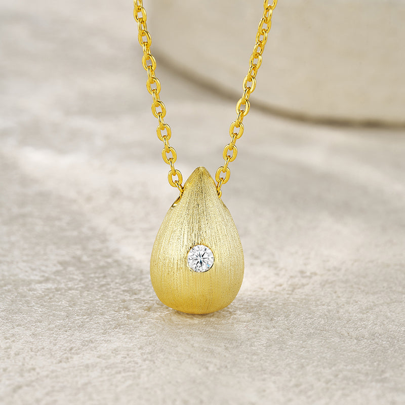 Moissanite Teardrop Necklace – 14K Gold Plated Sterling Silver
