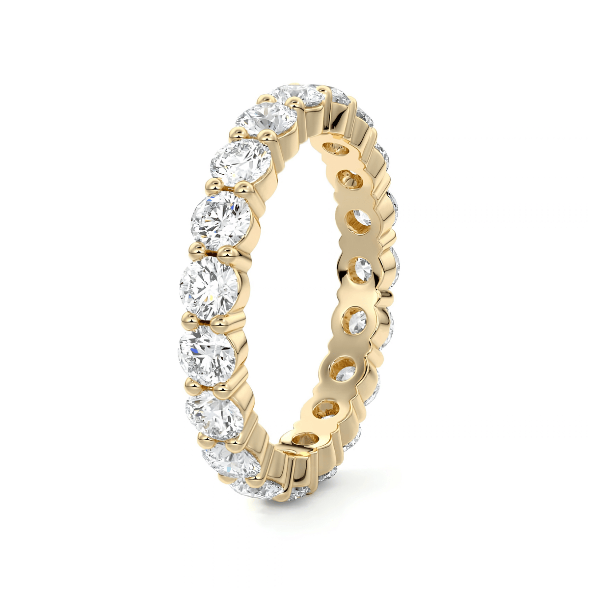 Round Moissanite Eternity Band, 14K Gold Filled, Bridal Ring