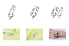 Certified Moissanite Couple Ring Set (His & Hers) | Brushed Band + Pavé Crossover Ring